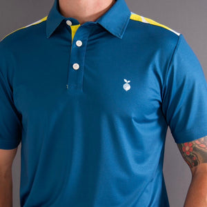 Lemon Print Polo Shirt - Navy Blue