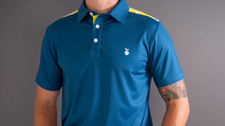 Lemon Print Polo Shirt - Navy Blue