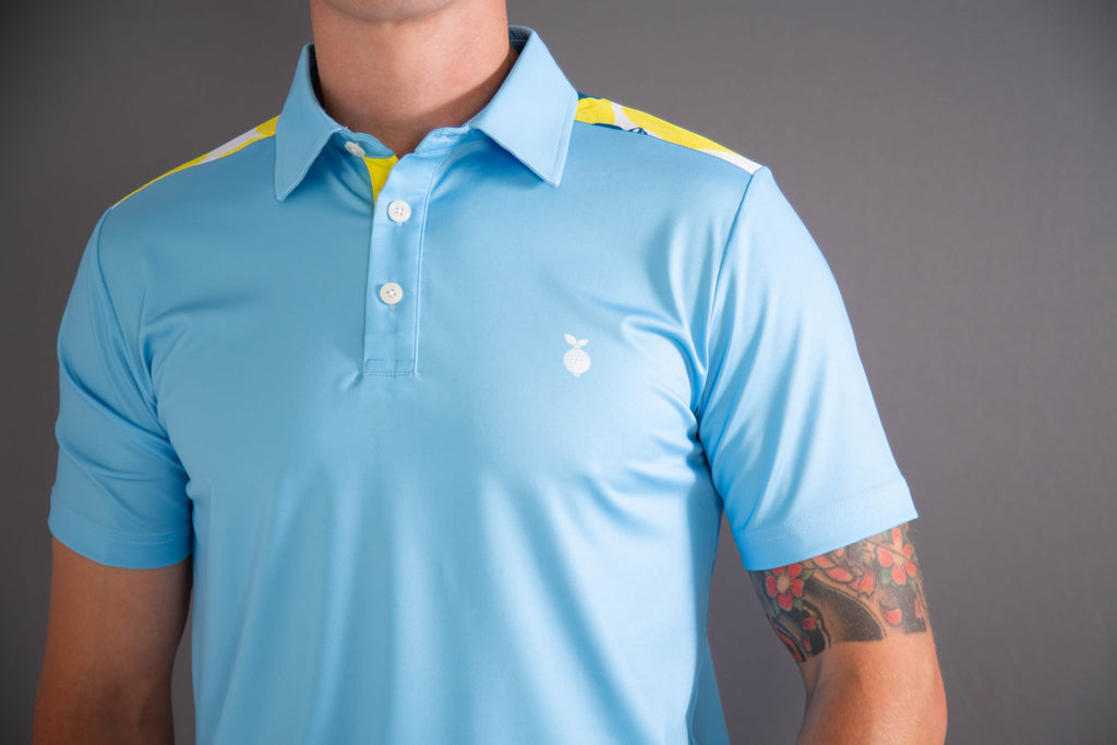 Lemon Print Polo Shirt - Sky Blue