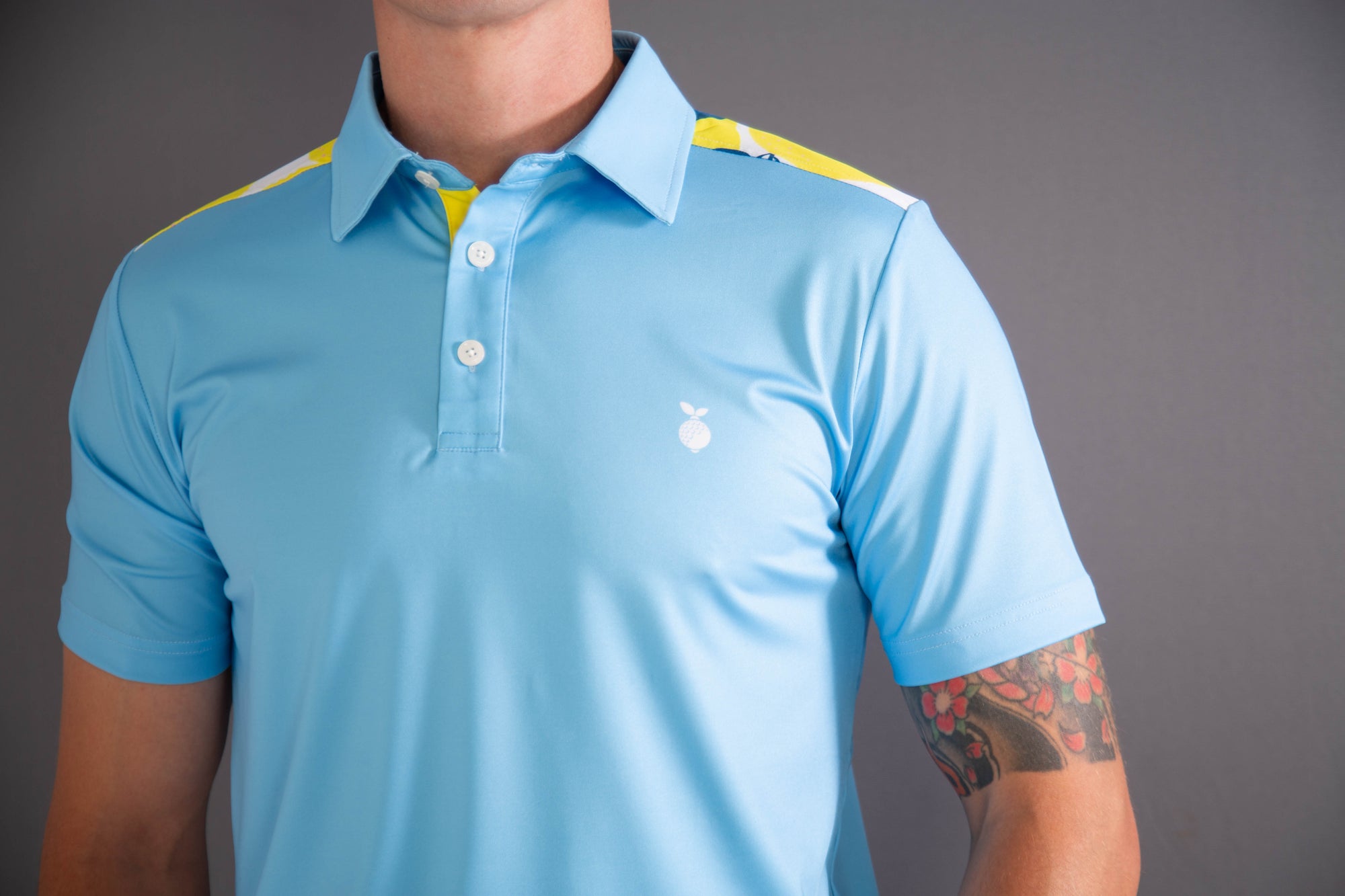 Lemon Print Polo Shirt - Sky Blue