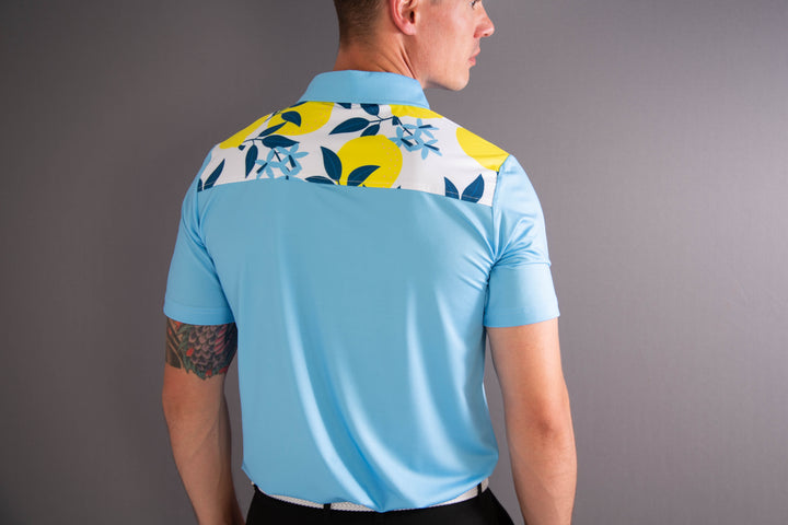 Lemon Print Polo Shirt - Sky Blue