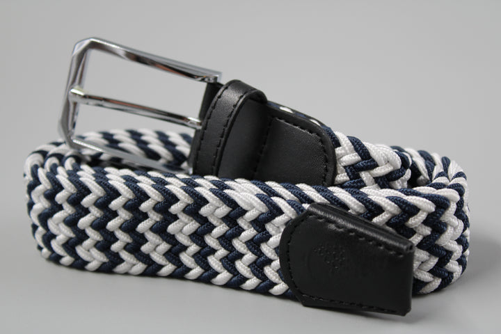 Stretch Webbed Belt - Navy/White/