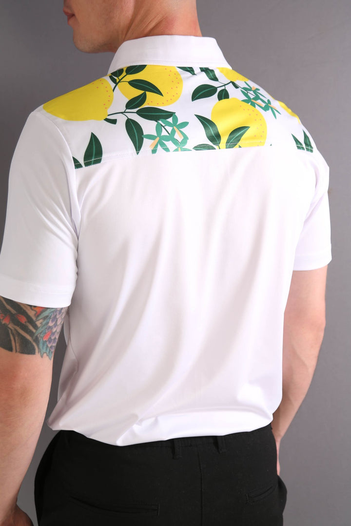 Lemon Print Polo Shirt - White