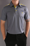 Lemon Print Polo Shirt - Grey