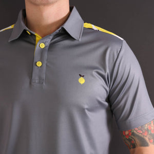 Lemon Print Polo Shirt - Grey