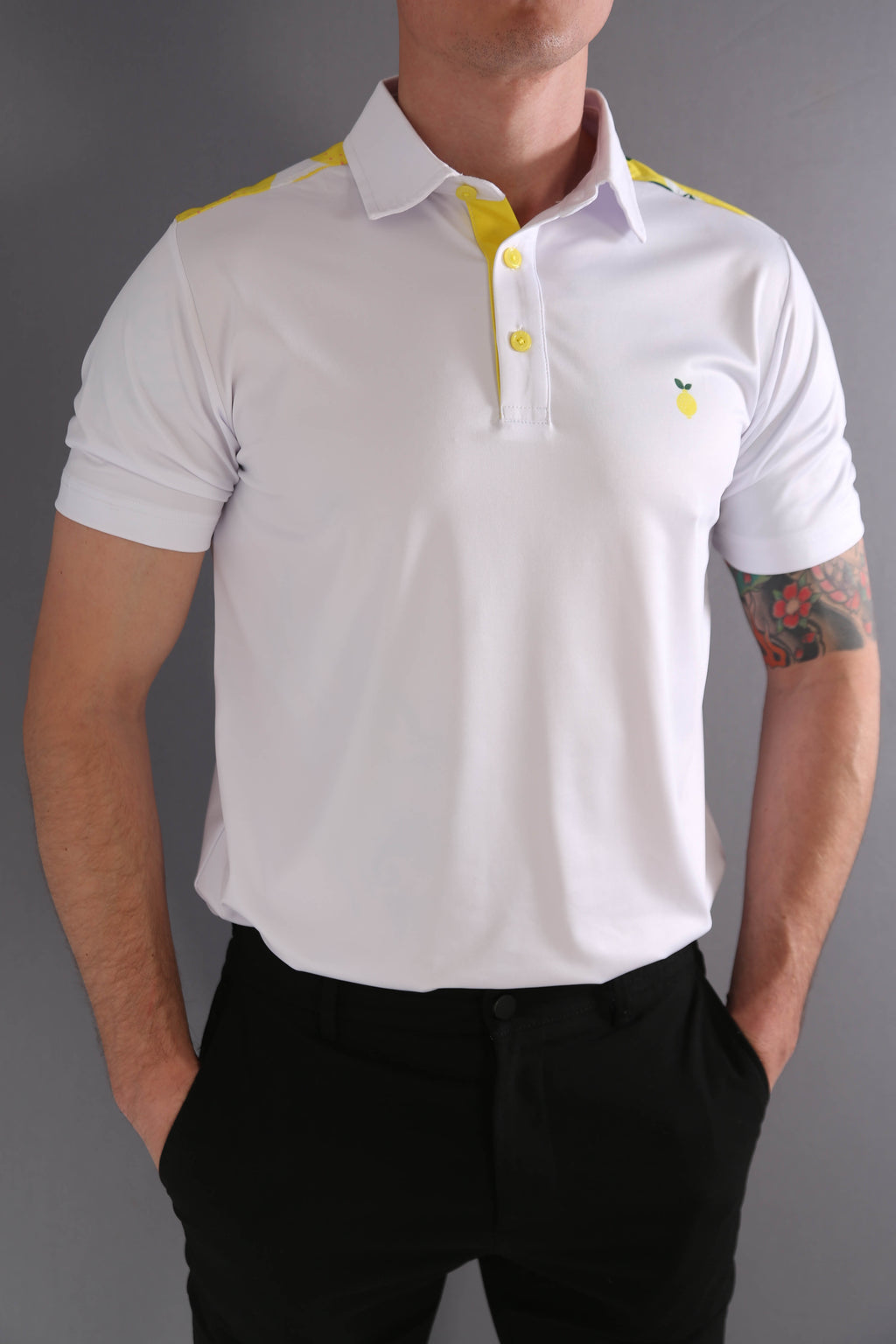 Lemon Print Polo Shirt - White