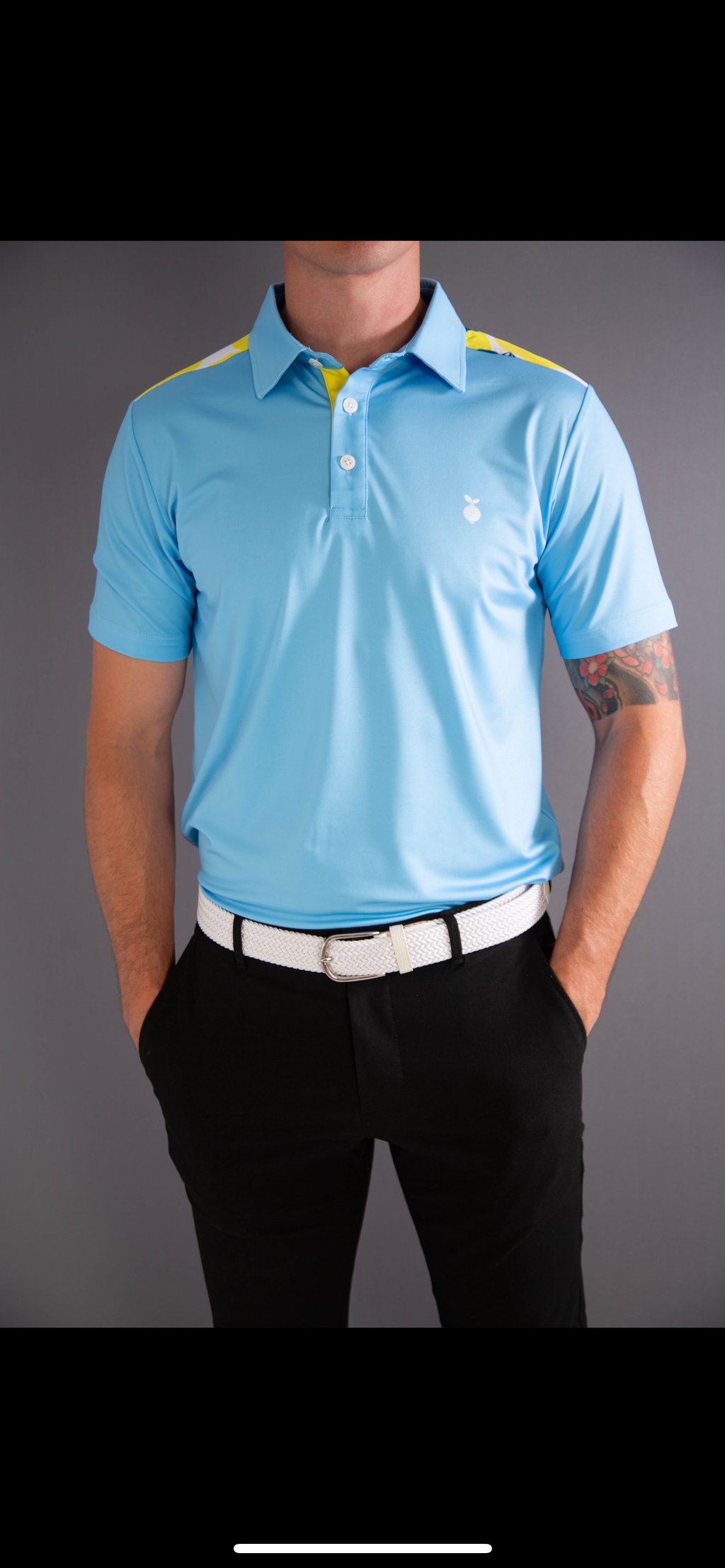 Lemon Print Polo Shirt - Sky Blue